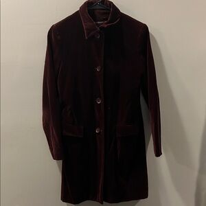 Vintage Gap Womens Velvet Long Coat - Burgundy